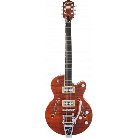 G6659TFM Players Edition Broadkaster® Jr. Center Block Single-Cut with String-Thru Bigsby® and Flame Maple, Ebony Fingerboard, B