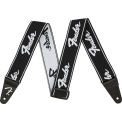 Fender Weighless Running Logo Strap Black/White