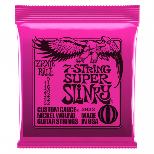 Ernie Ball 2623 Super Slinky 09 - 52 Juego de 7 cuerdas guitarra eléctrica