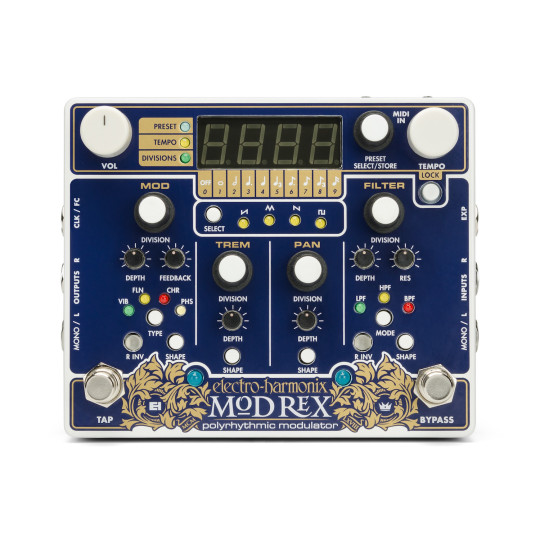 Pedal de efectos de modulación sincronizados Ehx Mod Rex Pedal de efectos de modulación sincronizados Ehx Mod Rex